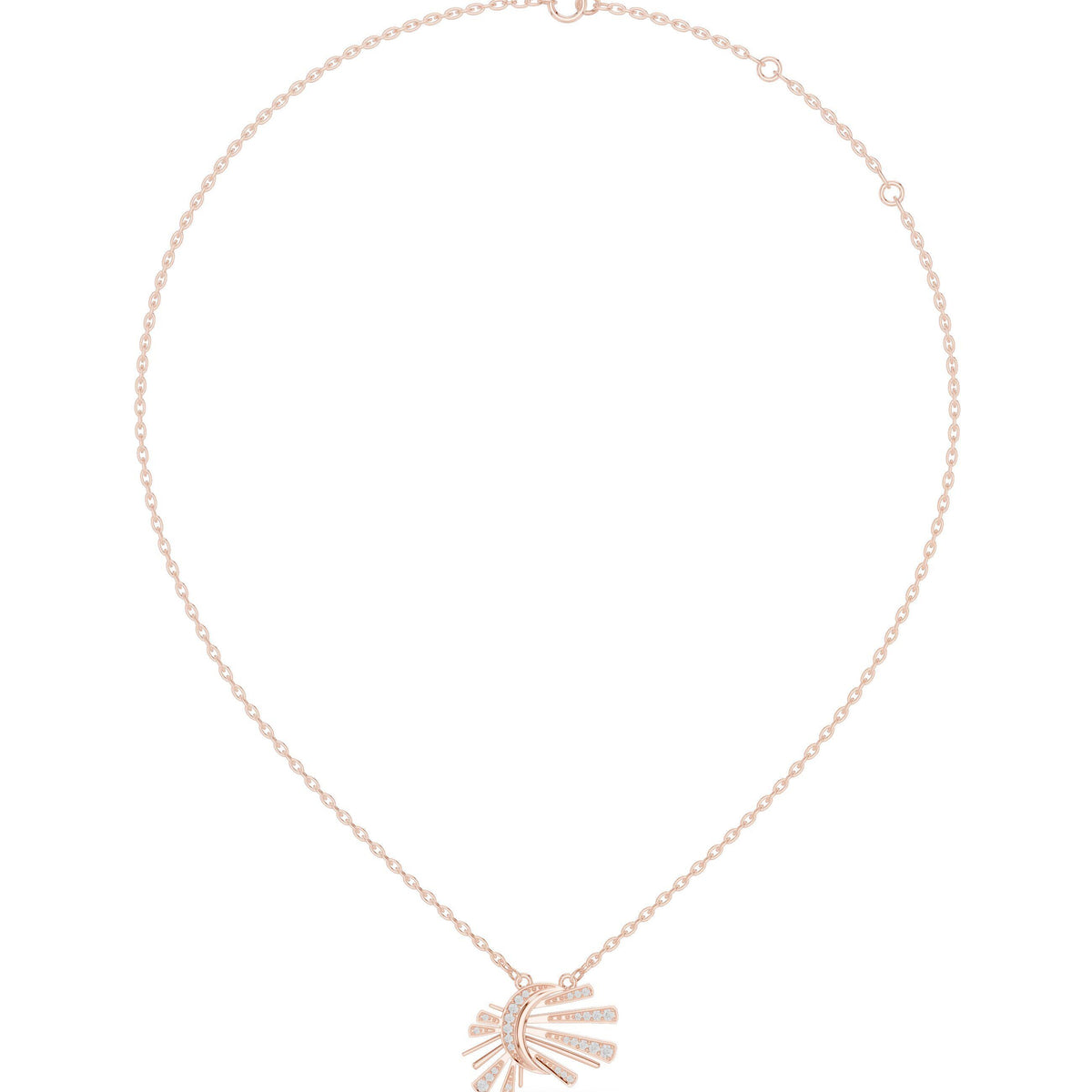 Moissanite Pavé Sunburst Fan Necklace – 925 Sterling Silver, 18K Gold Vermeil