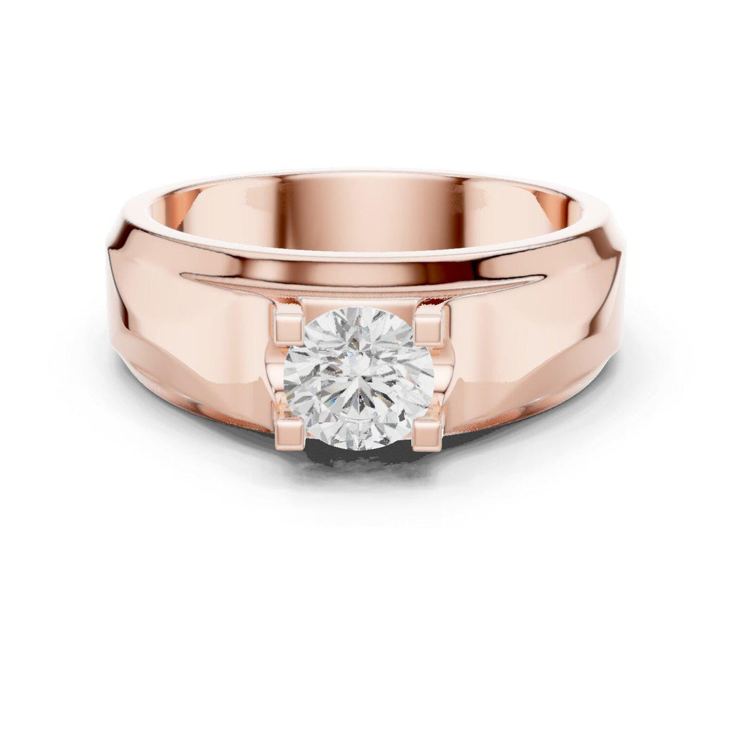 Men's Round Moissanite Ring with Raised Shoulders – 925 Sterling Silver, 18K Gold Vermeil