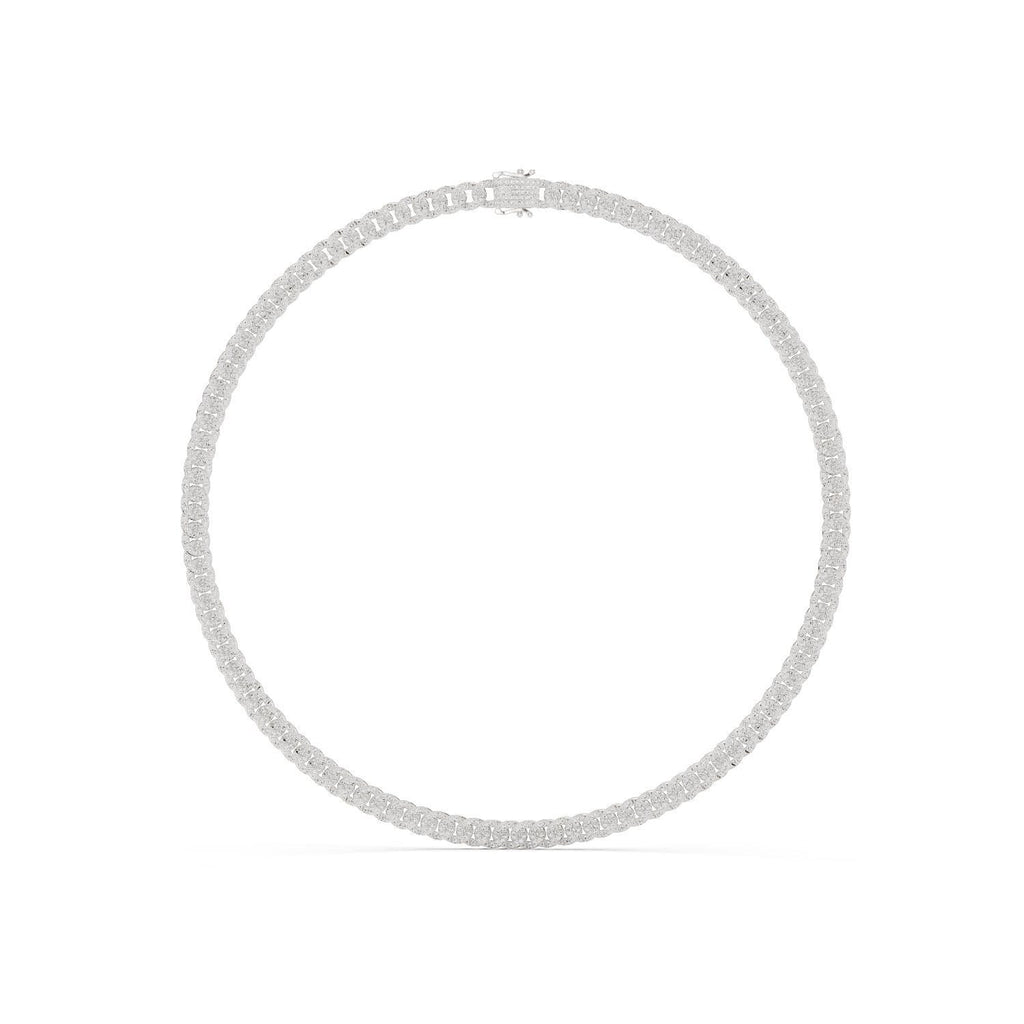 Moissanite Pavé Cuban Link Necklace – 925 Sterling Silver, 18K Gold Vermeil
