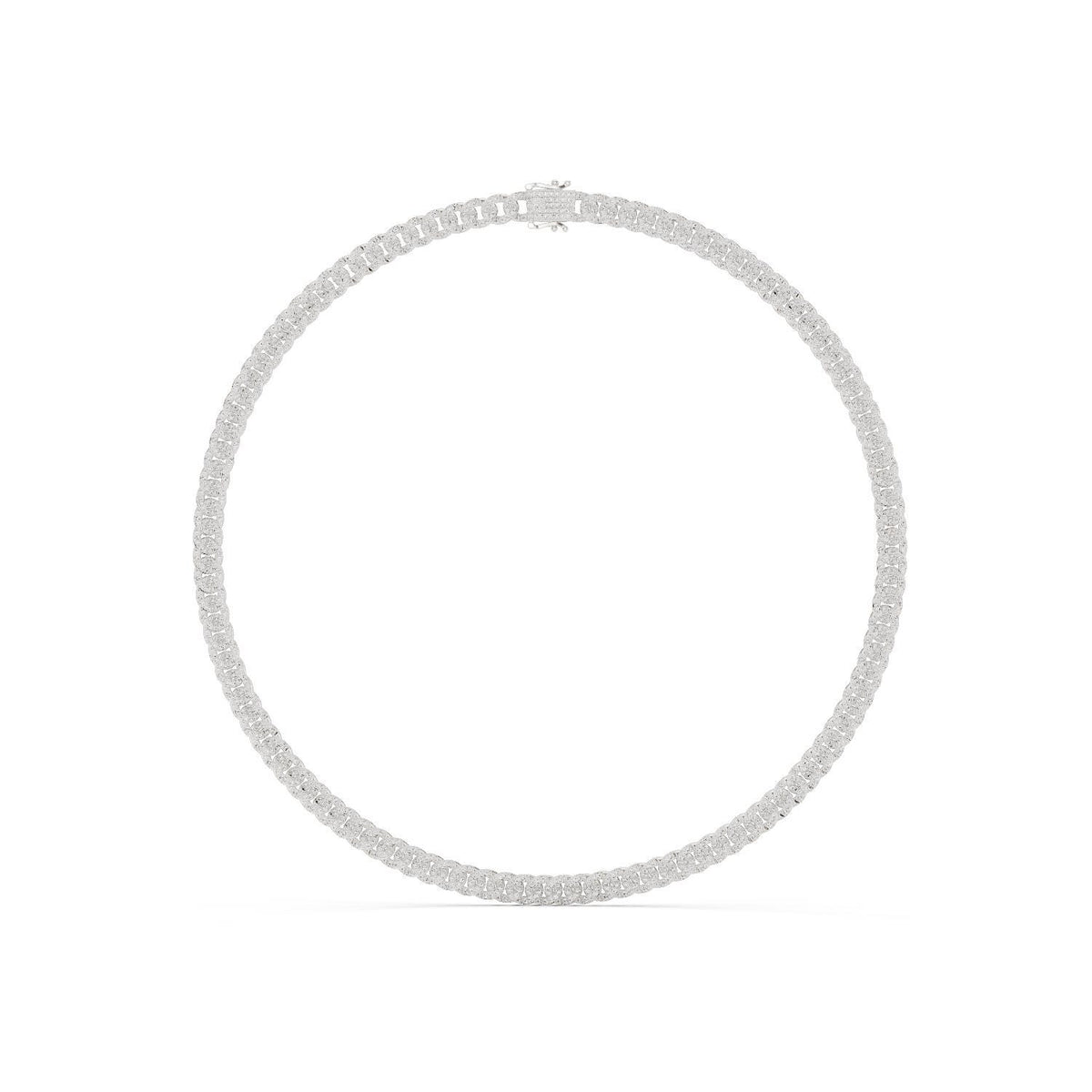 Moissanite Pavé Cuban Link Necklace – 925 Sterling Silver, 18K Gold Vermeil