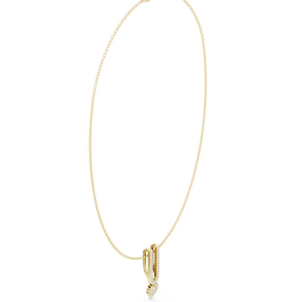 Moissanite Pavé Leaf & Bar Pendant Necklace – 925 Sterling Silver, 18K Gold Vermeil
