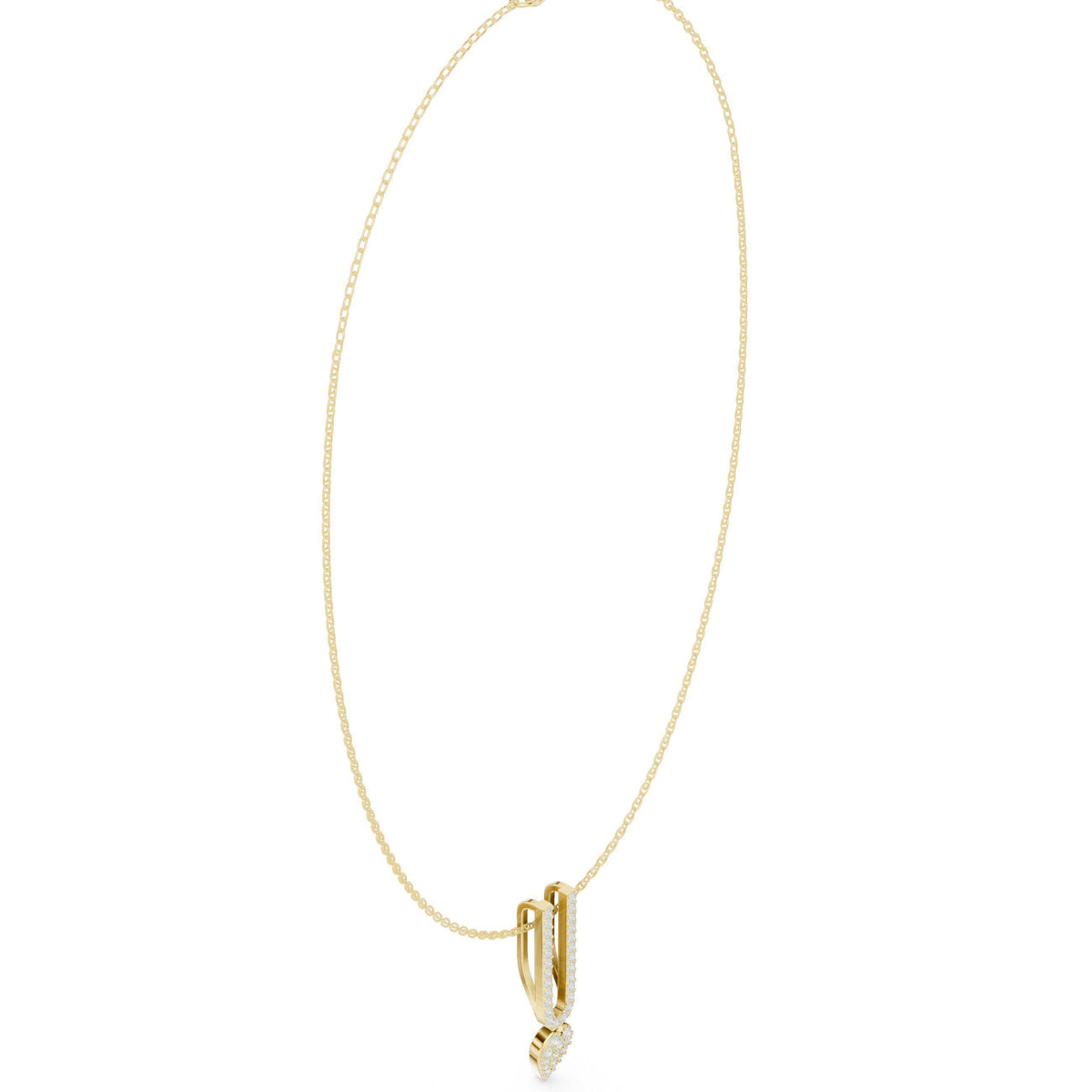 Moissanite Pavé Leaf & Bar Pendant Necklace – 925 Sterling Silver, 18K Gold Vermeil