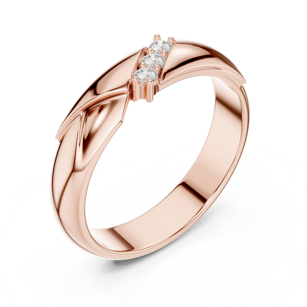 Men's Moissanite Band with Diagonal Pavé Accent – 925 Sterling Silver, 18K Gold Vermeil