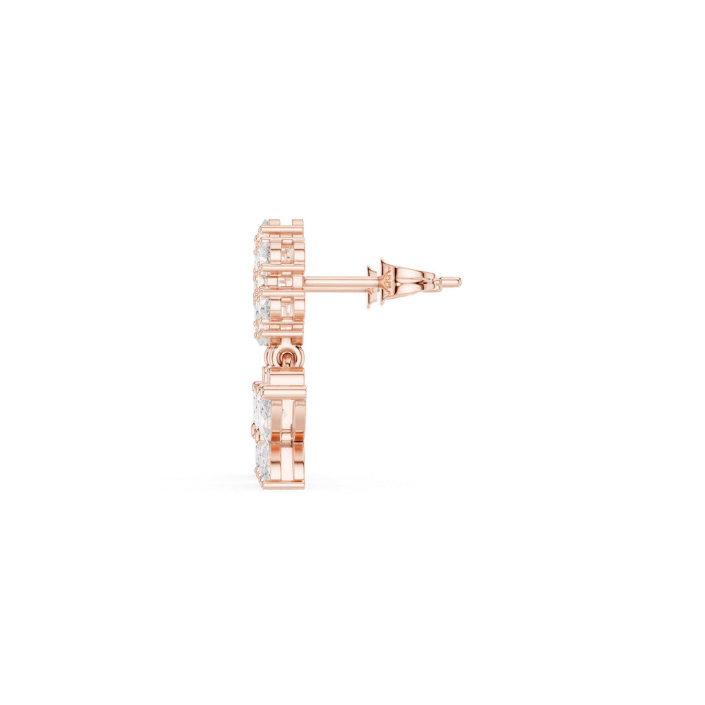 Moissanite Flower & Starburst Drop Earrings – 925 Sterling Silver, 18K Gold Vermeil