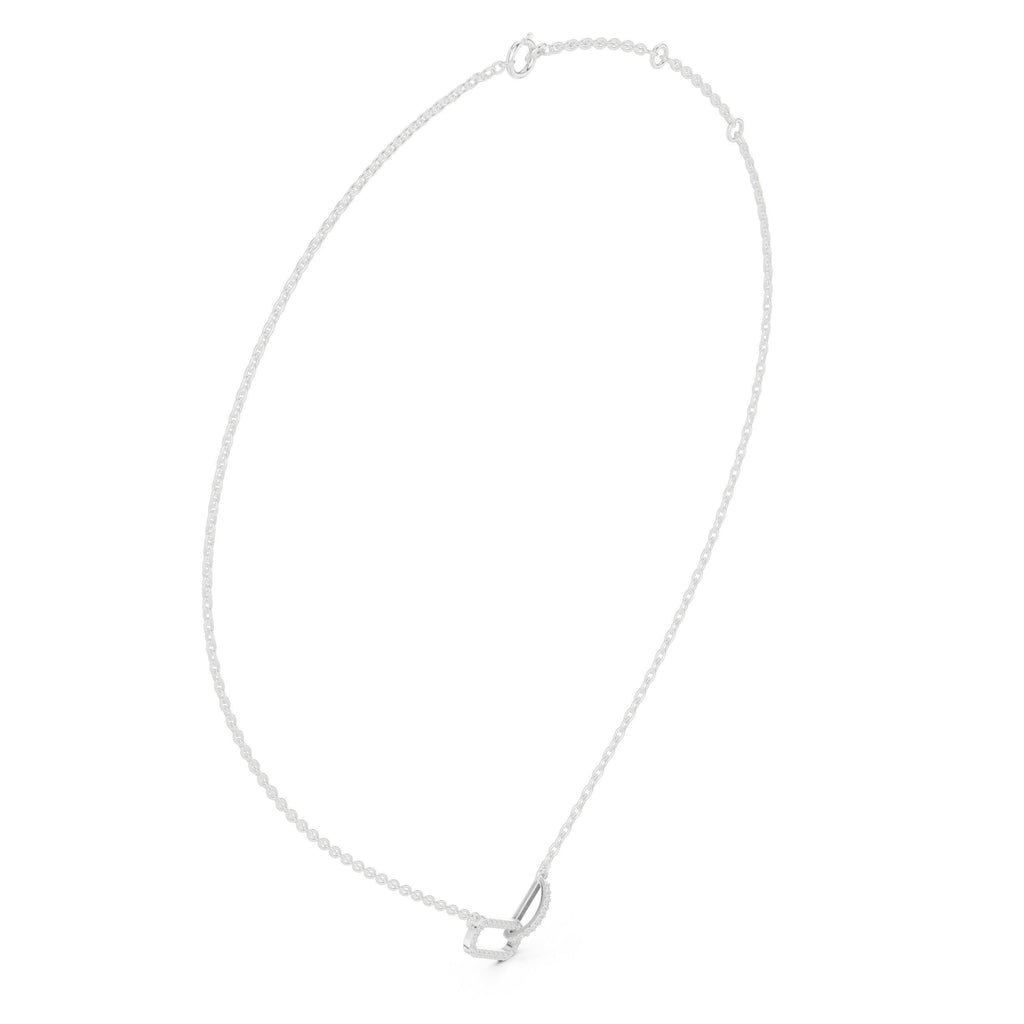 Moissanite Pavé Paperclip Bar Necklace – 925 Sterling Silver, 18K Gold Vermeil