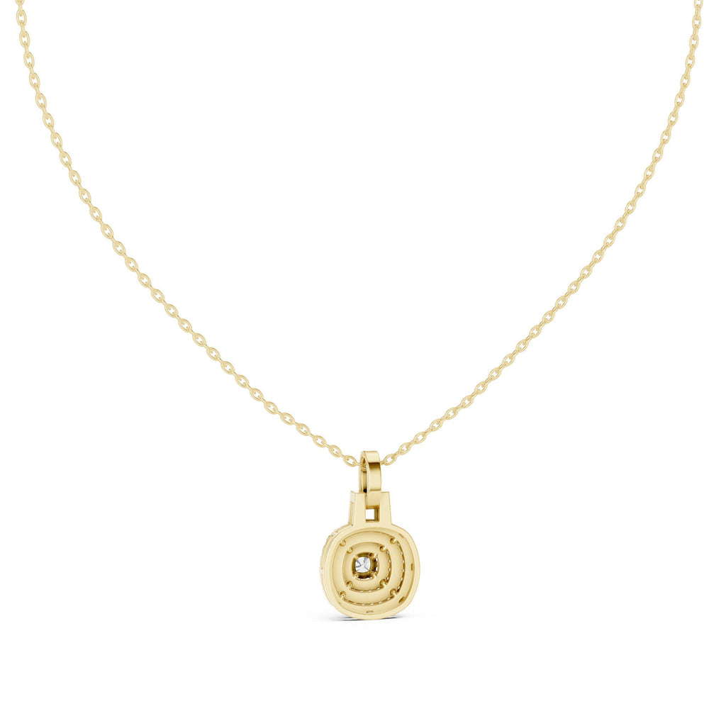 Cushion Moissanite Triple-Halo Pendant Necklace – 925 Sterling Silver, 18K Gold Vermeil