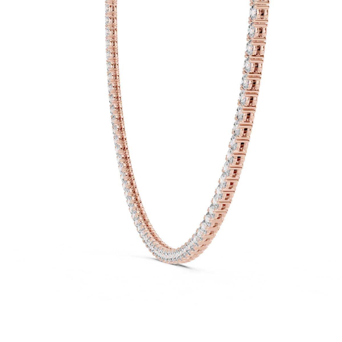 4mm Round Moissanite Tennis Necklace, 16" – 925 Sterling Silver, 18K Rose Gold Vermeil