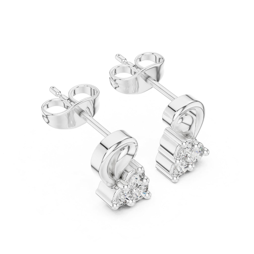 Moissanite Paisley Swirl Stud Earrings – 925 Sterling Silver, 18K Gold Vermeil