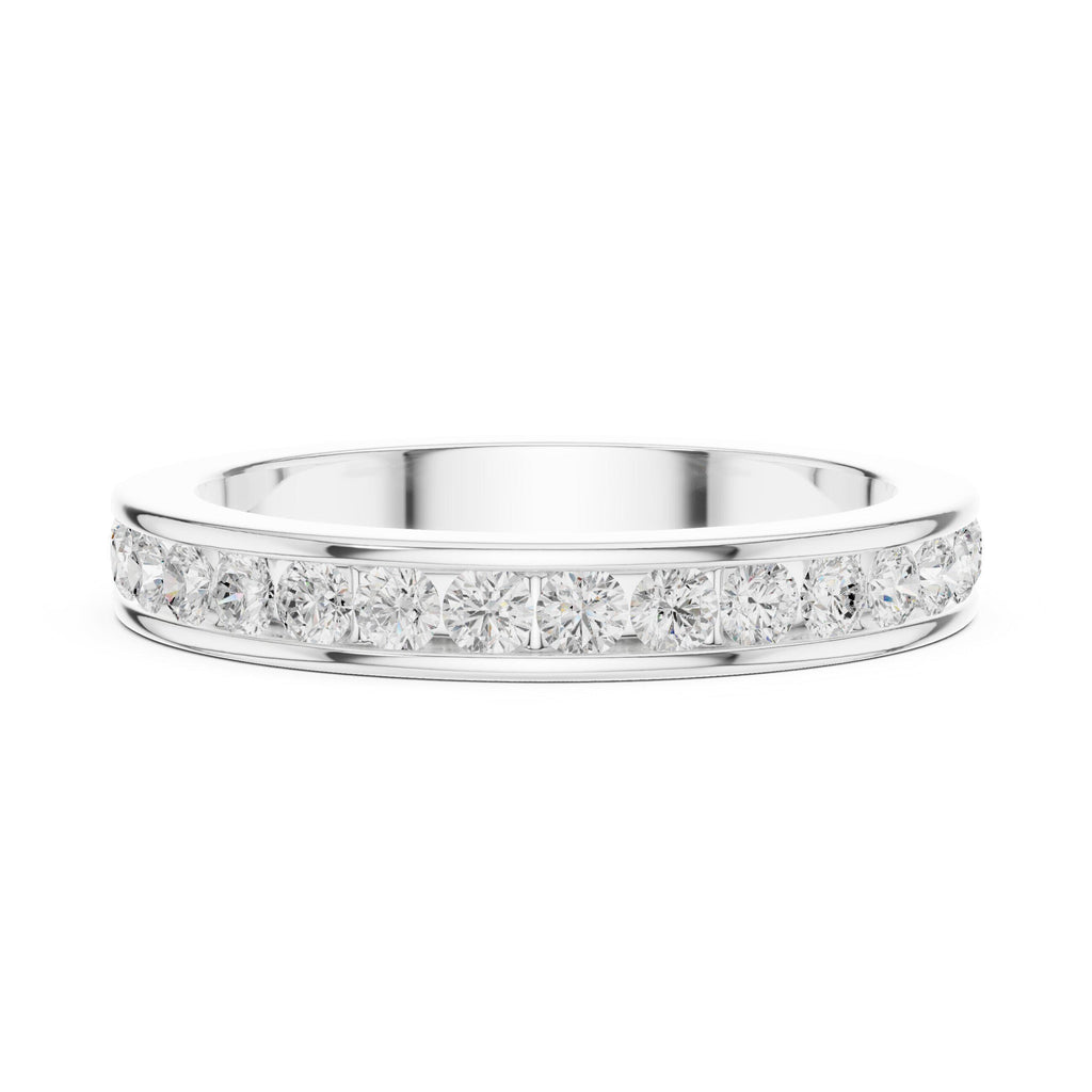 Men's Slim Channel-Set Moissanite Band – 925 Sterling Silver, 18K Gold Vermeil