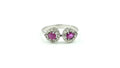 Twin Ruby Halo Open Ring – 925 Sterling Silver, 18K White Gold Vermeil