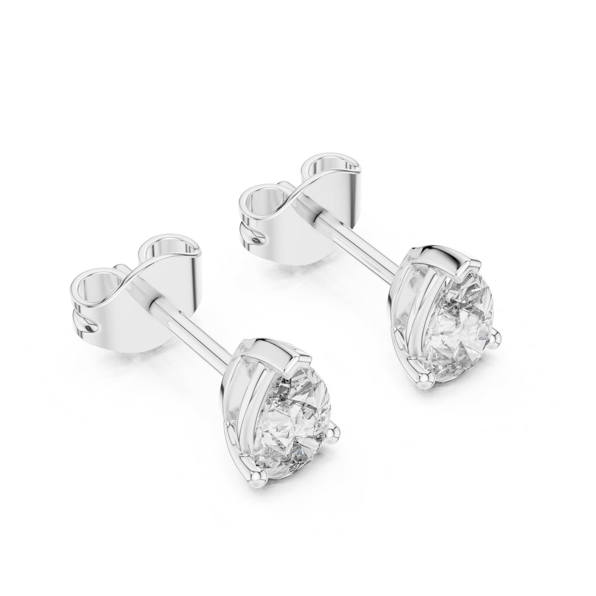 Pear Moissanite Solitaire Stud Earrings – 925 Sterling Silver, 18K Gold Vermeil