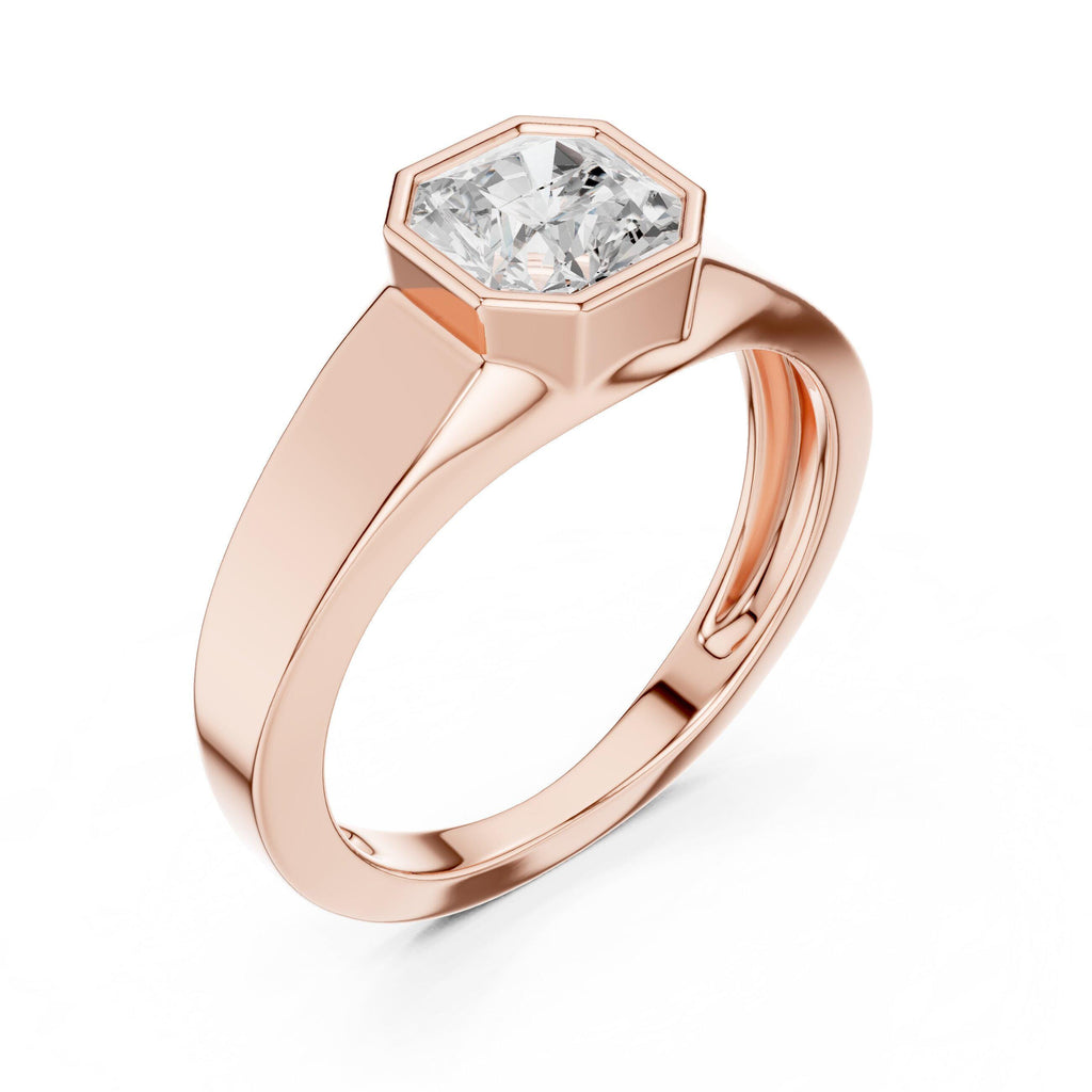 Men's Bezel-Set Moissanite Solitaire Ring – 925 Sterling Silver, 18K Gold Vermeil