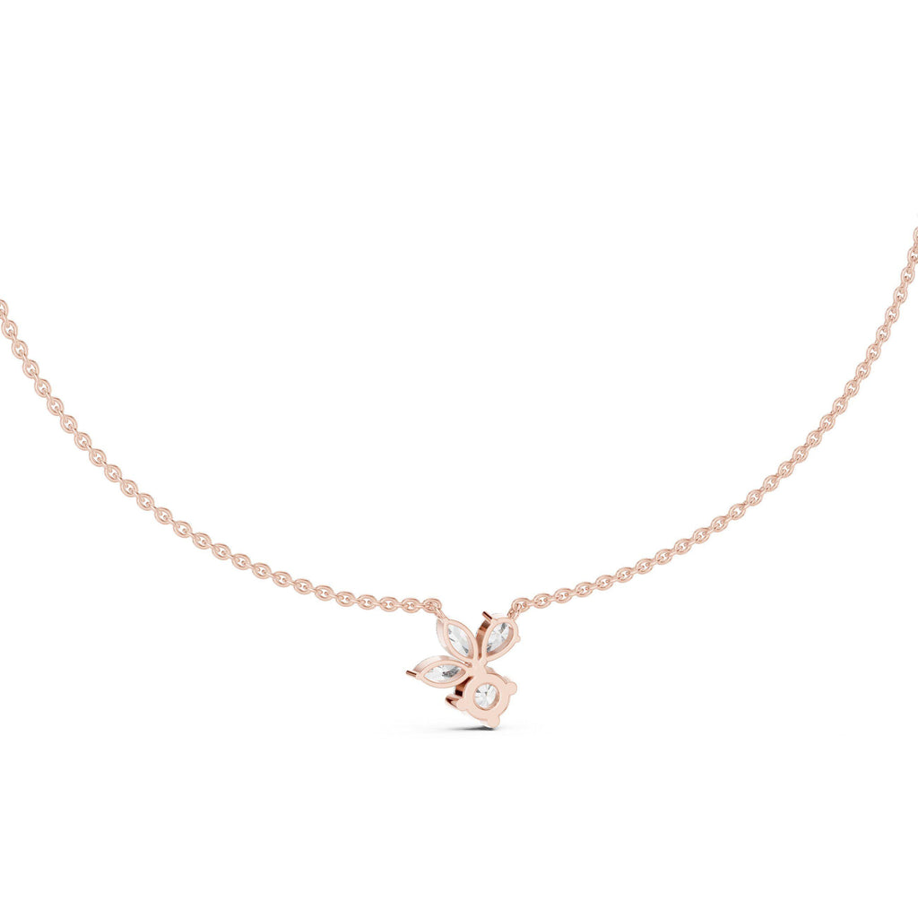Pear, Marquise & Round Moissanite Cluster Pendant Necklace – 925 Sterling Silver, 18K Gold Vermeil