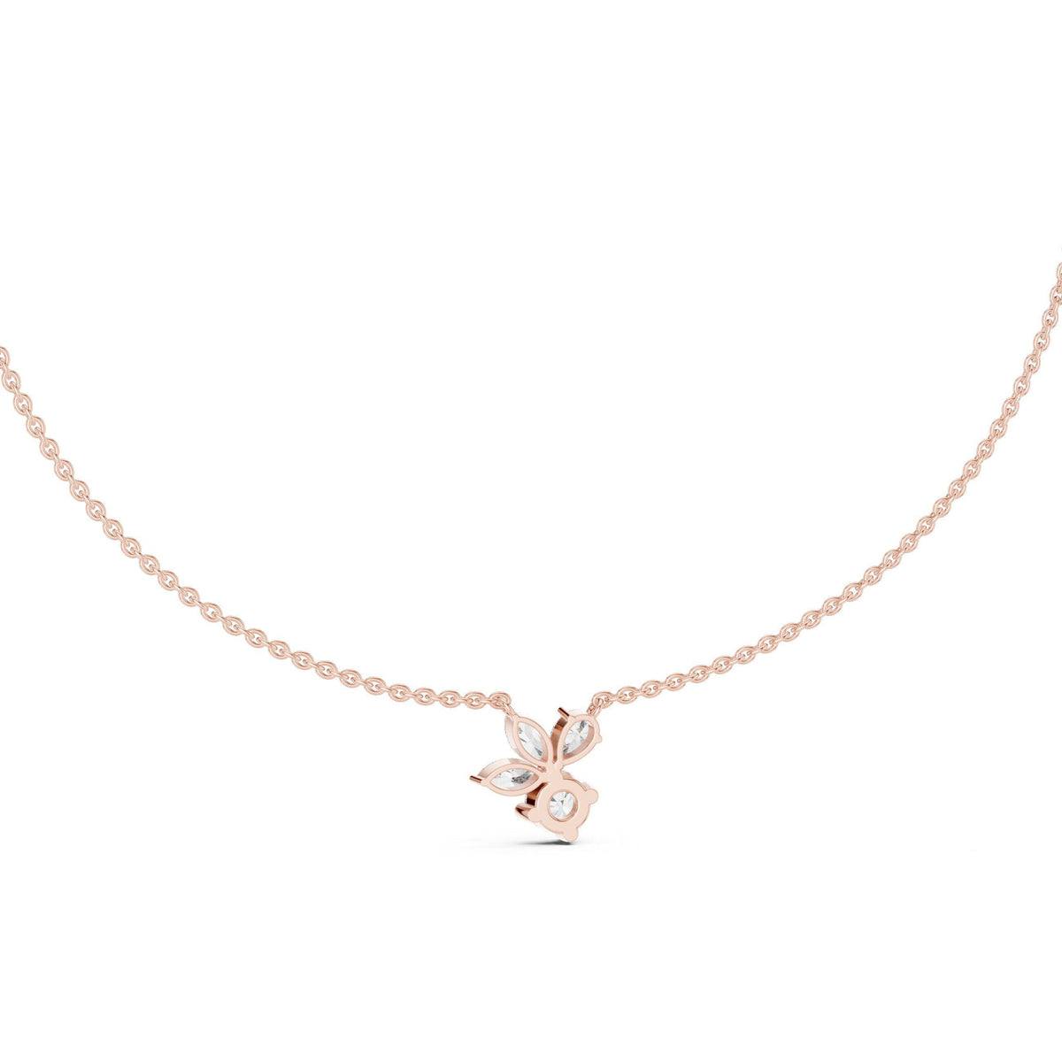 Pear, Marquise & Round Moissanite Cluster Pendant Necklace – 925 Sterling Silver, 18K Gold Vermeil
