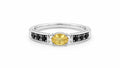 Oval Yellow Sapphire & Black Diamond Ring – 925 Sterling Silver, 18K White Gold Vermeil