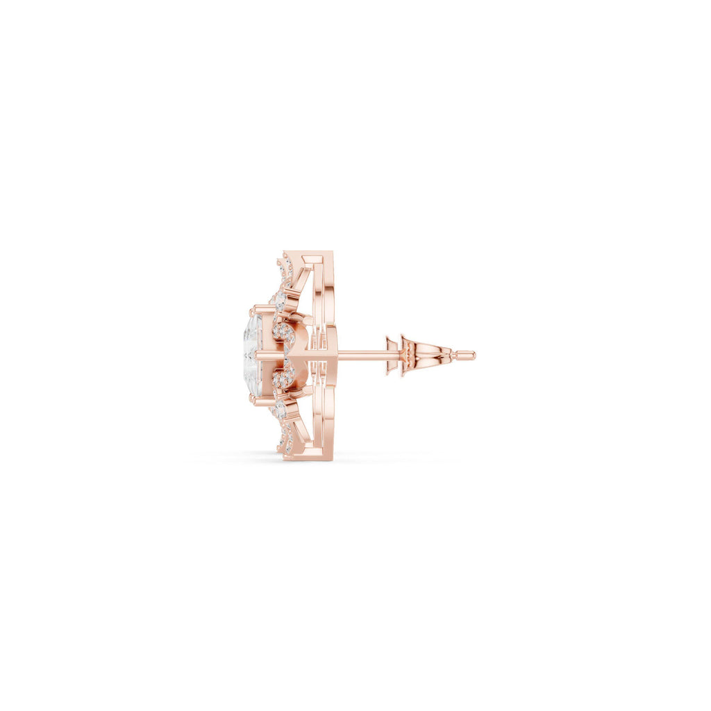 Marquise Moissanite Compass Star Stud Earrings – 925 Sterling Silver, 18K Gold Vermeil