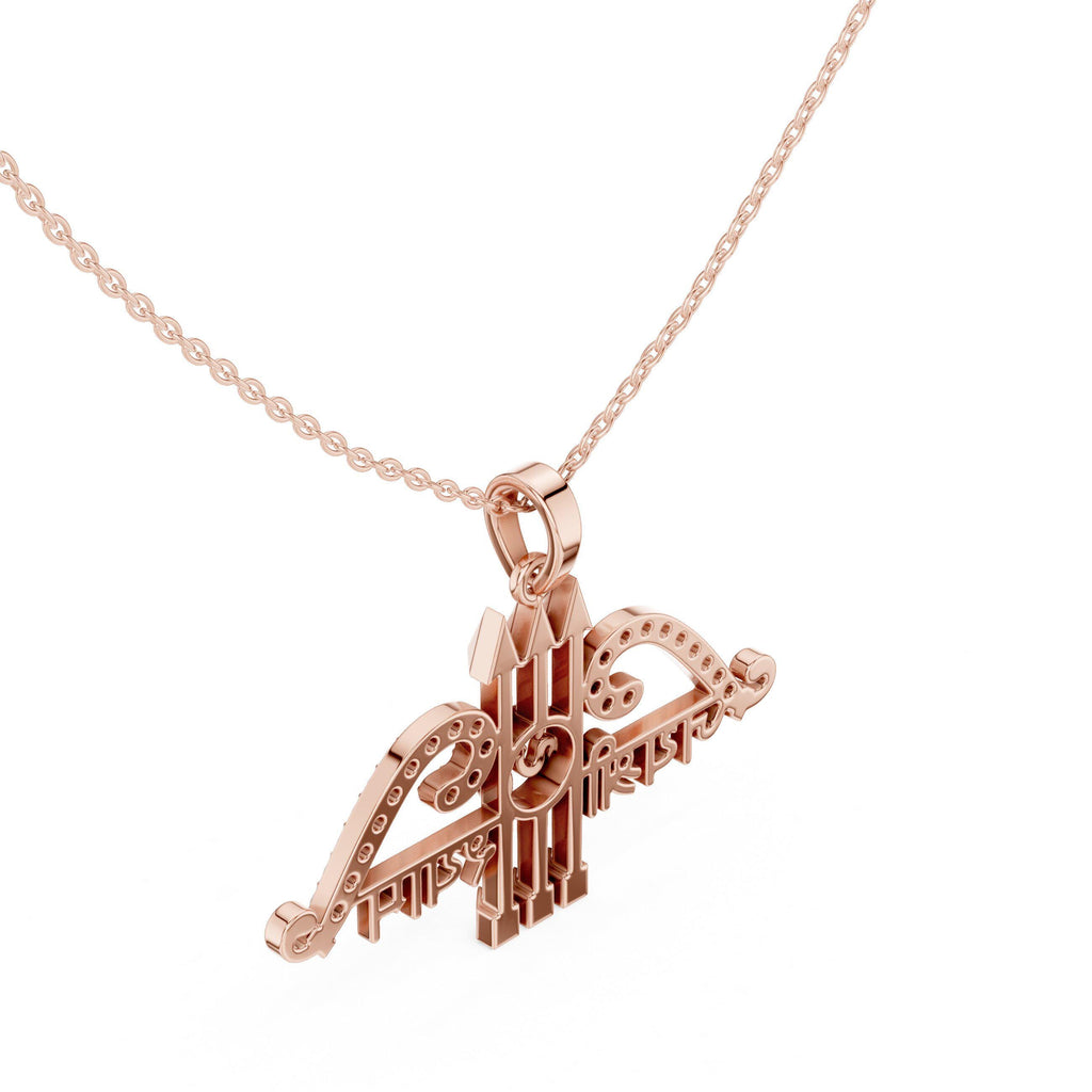 Moissanite Trishul & Om Pendant Necklace – 925 Sterling Silver, 18K Gold Vermeil