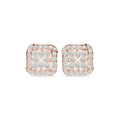 Square Moissanite Pavé Cluster Stud Earrings – 925 Sterling Silver, 18K Gold Vermeil