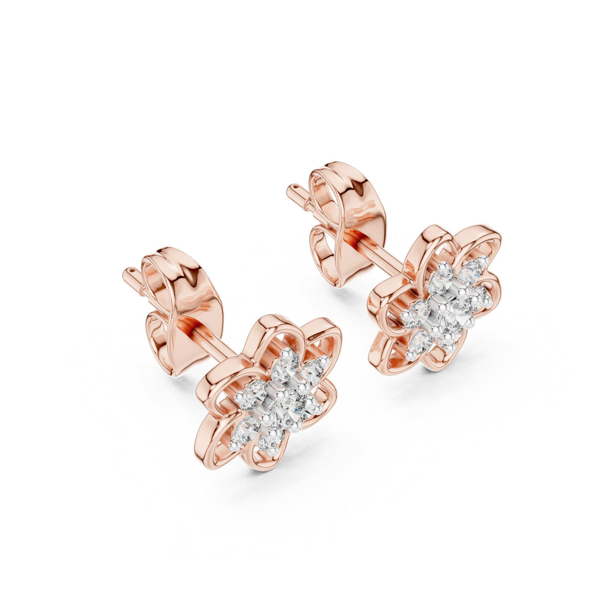 Moissanite Open Flower Cluster Stud Earrings – 925 Sterling Silver, 18K Gold Vermeil