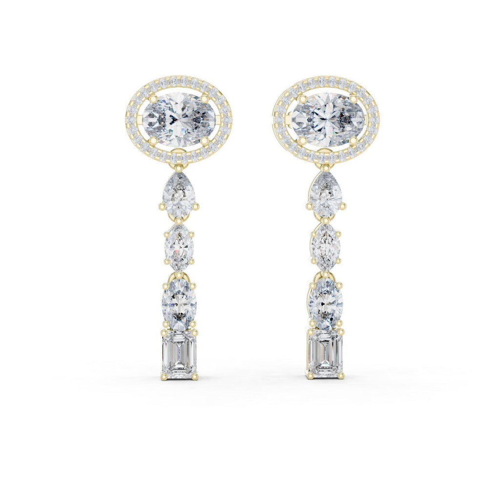 Oval Halo Moissanite Drop Earrings – 925 Sterling Silver, 18K Gold Vermeil
