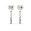 Oval Halo Moissanite Drop Earrings – 925 Sterling Silver, 18K Gold Vermeil