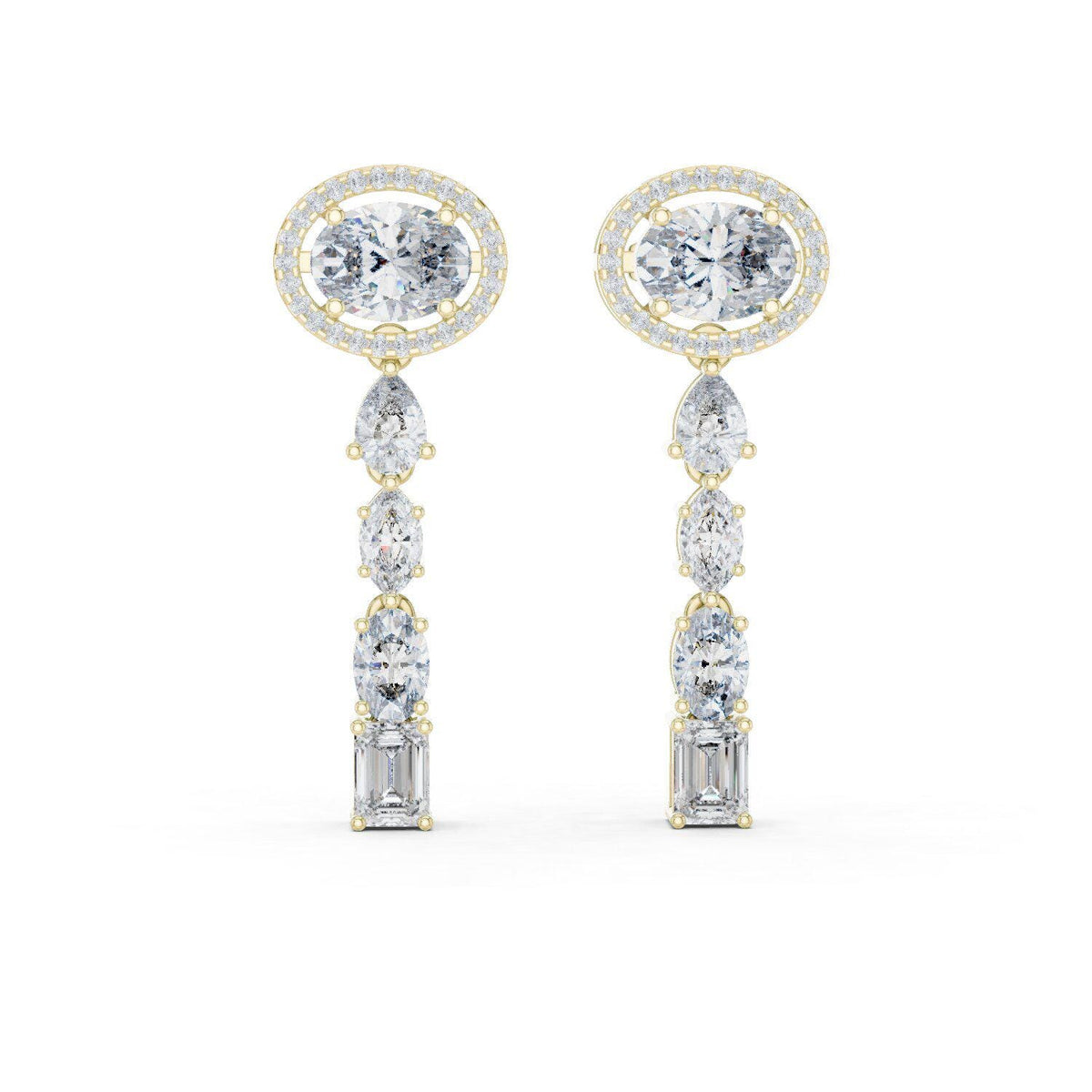 Oval Halo Moissanite Drop Earrings – 925 Sterling Silver, 18K Gold Vermeil