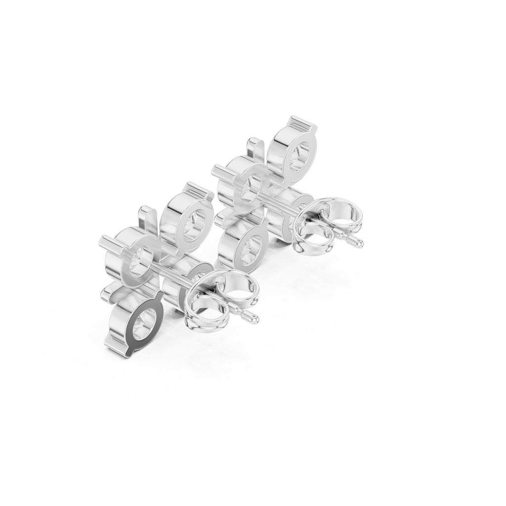 Round Moissanite Four-Square Stud Earrings – 925 Sterling Silver, 18K Gold Vermeil