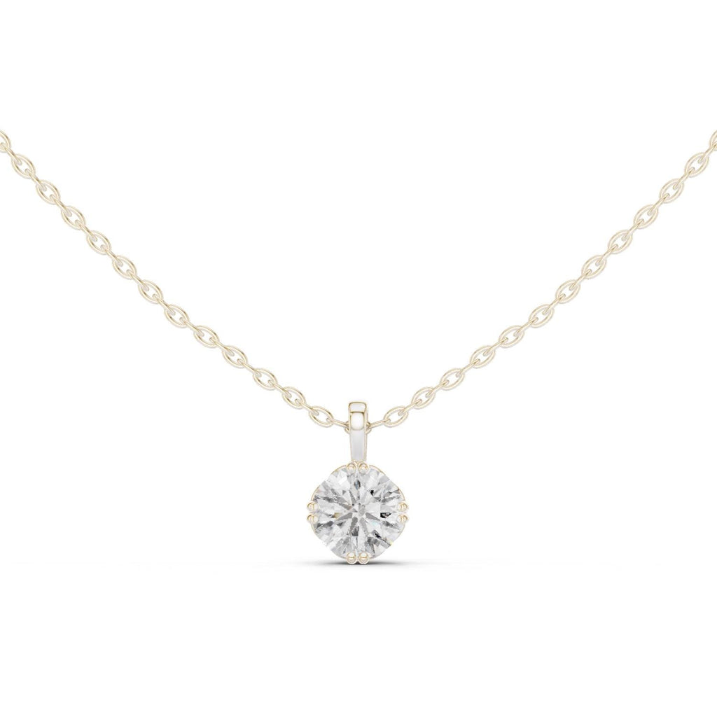 Round Moissanite Double-Prong Solitaire Necklace – 925 Sterling Silver, 18K Gold Vermeil