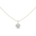 Round Moissanite Double-Prong Solitaire Necklace – 925 Sterling Silver, 18K Gold Vermeil