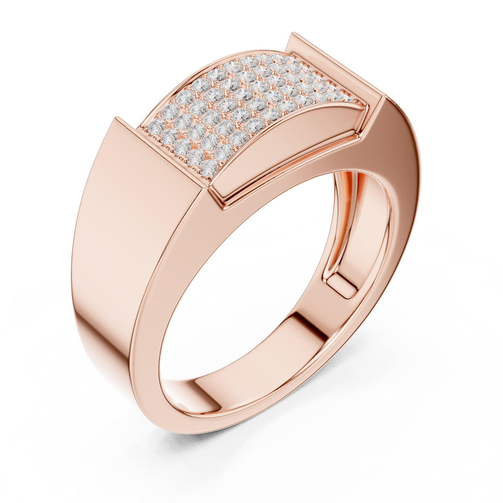 Men's Pavé Moissanite Signet Ring – 925 Sterling Silver, 18K Gold Vermeil
