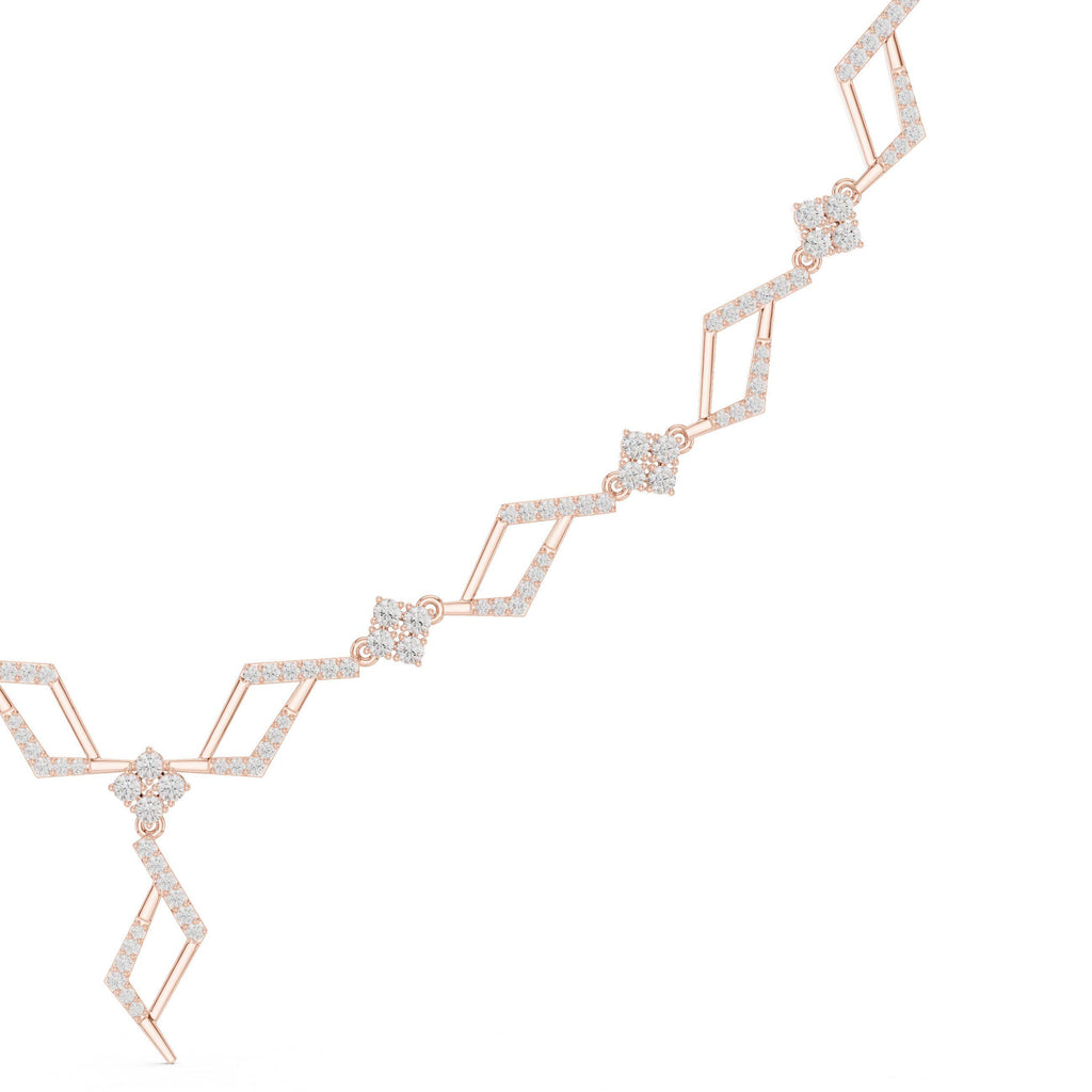 Moissanite Zigzag Rhombus Necklace – 925 Sterling Silver, 18K Gold Vermeil