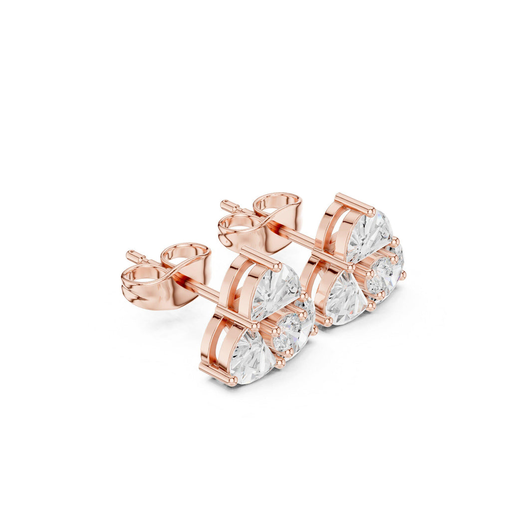 Moissanite Triangle Cluster Stud Earrings – 925 Sterling Silver, 18K Gold Vermeil