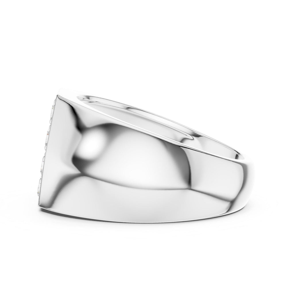 Men's Hexagon Pavé Moissanite Signet Ring – 925 Sterling Silver, 18K Gold Vermeil