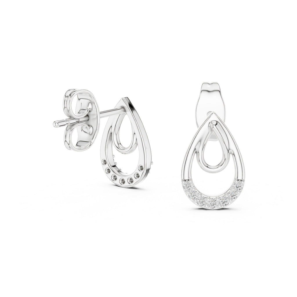 Moissanite Pavé Double Teardrop Stud Earrings – 925 Sterling Silver, 18K Gold Vermeil