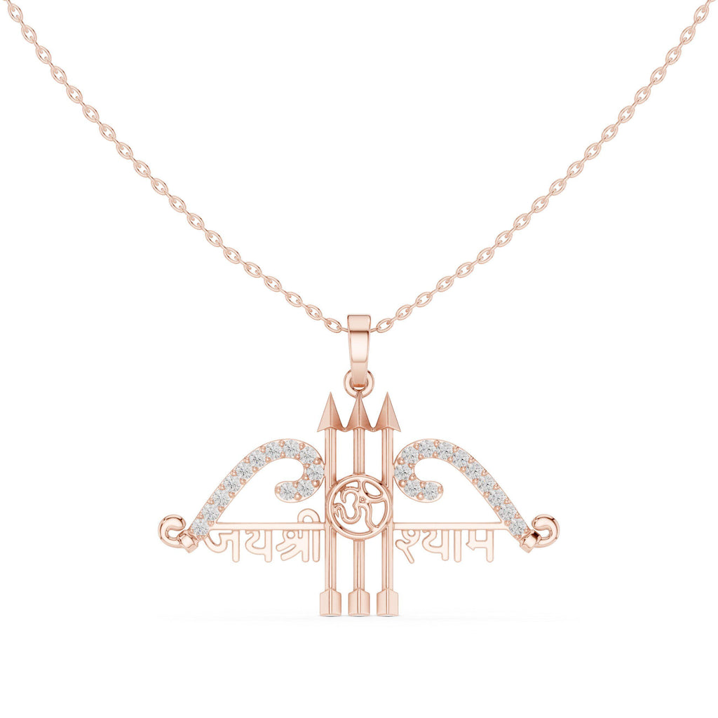 Moissanite Trishul & Om Pendant Necklace – 925 Sterling Silver, 18K Gold Vermeil