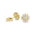 Moissanite Pavé Daisy Stud Earrings – 925 Sterling Silver, 18K Gold Vermeil