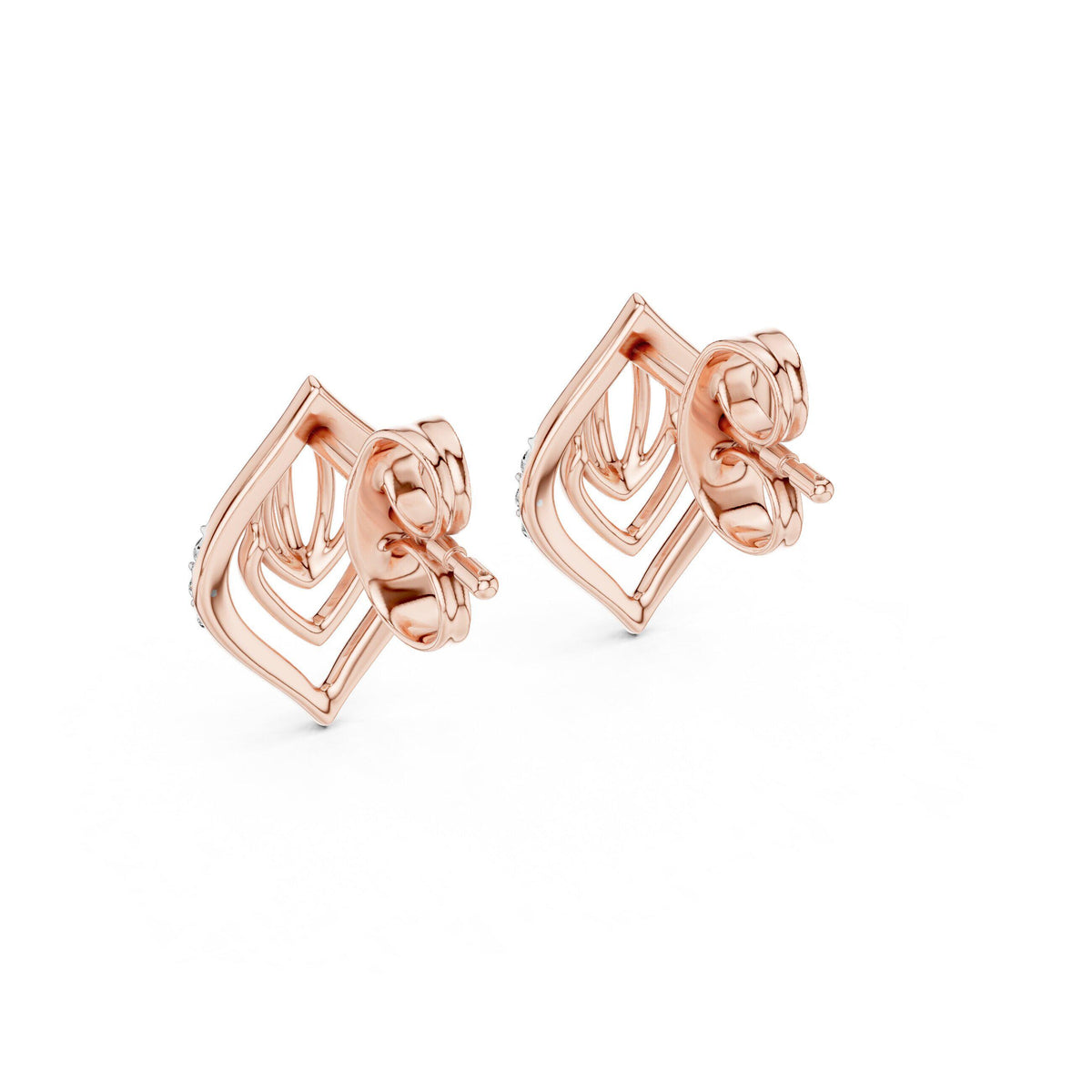 Moissanite Pavé Leaf Outline Stud Earrings – 925 Sterling Silver, 18K Gold Vermeil