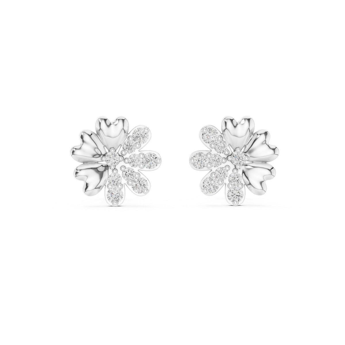 Moissanite Cherry Blossom Stud Earrings – 925 Sterling Silver, 18K Gold Vermeil