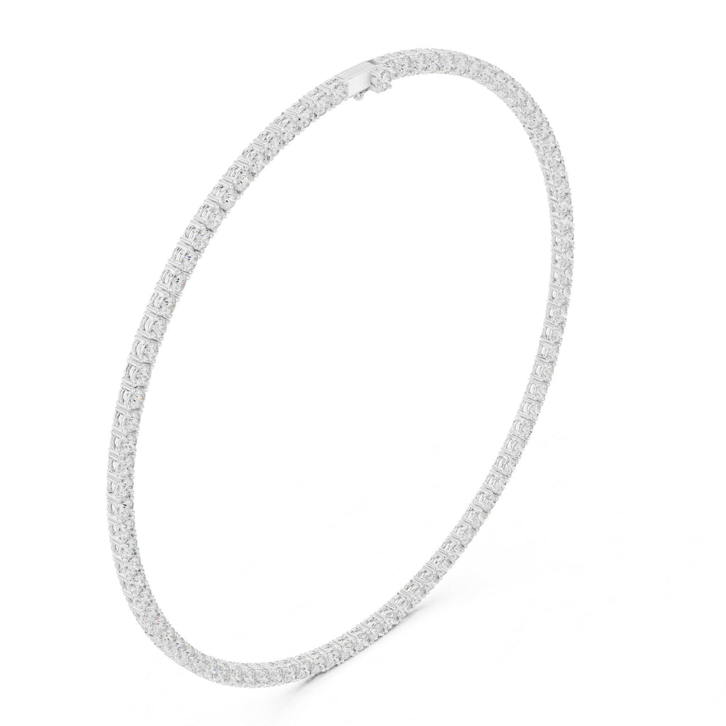 4mm Round Moissanite Tennis Necklace – 925 Sterling Silver, 18K Gold Vermeil
