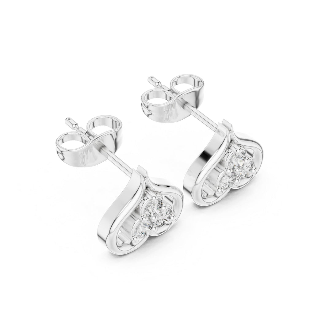 Moissanite Pavé Spade Stud Earrings – 925 Sterling Silver, 18K Gold Vermeil