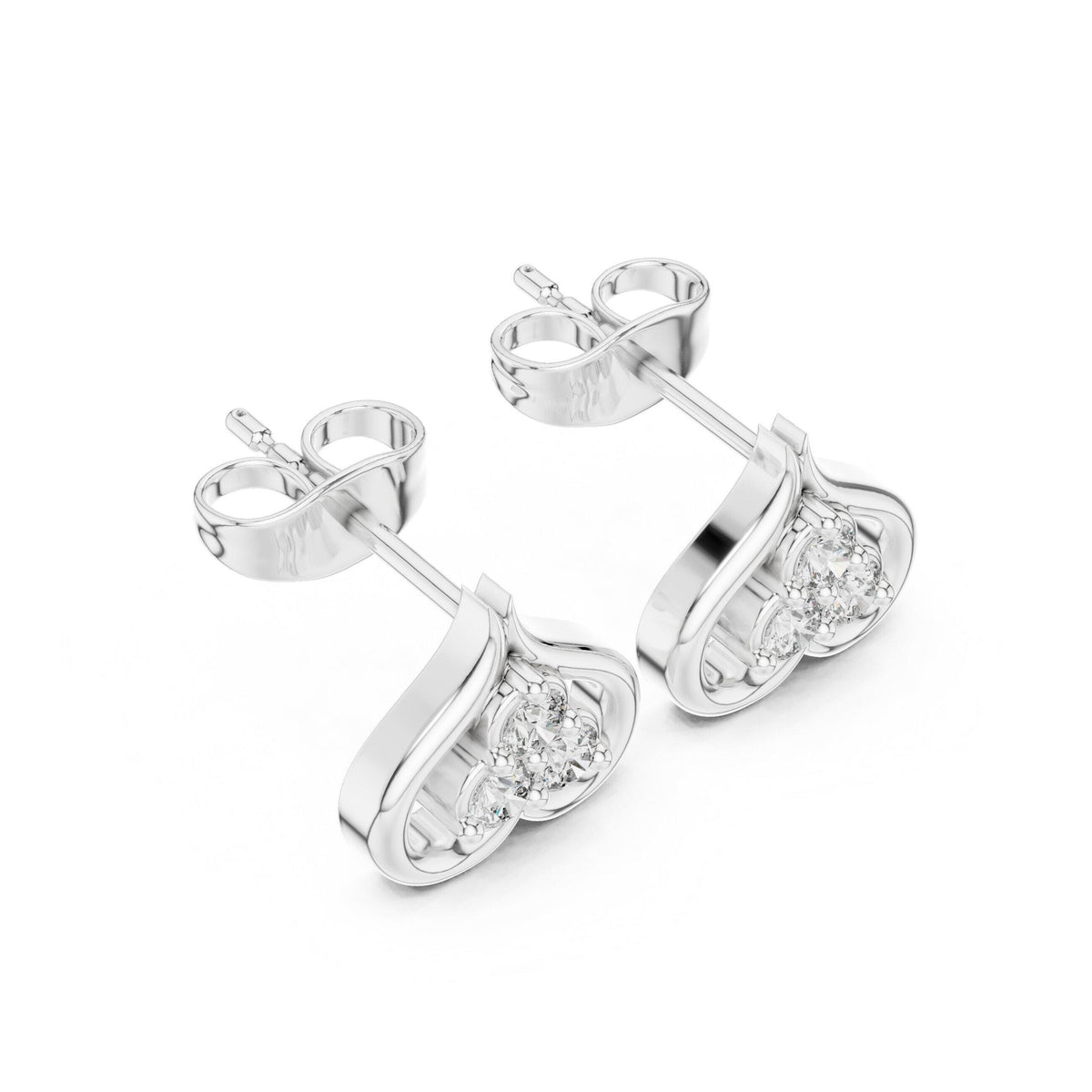 Moissanite Pavé Spade Stud Earrings – 925 Sterling Silver, 18K Gold Vermeil