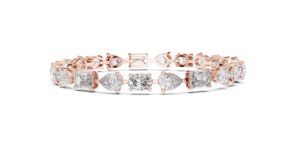 Emerald, Pear & Oval Moissanite Tennis Bracelet – 925 Sterling Silver, 18K Gold Vermeil