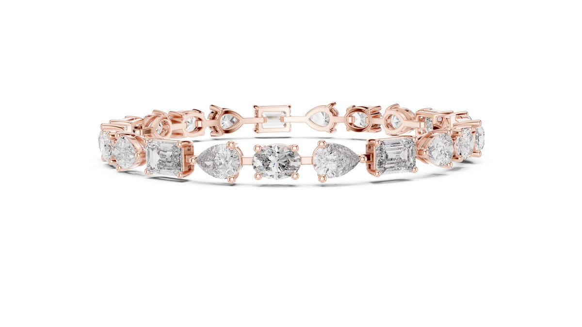 Emerald, Pear & Oval Moissanite Tennis Bracelet – 925 Sterling Silver, 18K Gold Vermeil