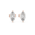 Marquise Moissanite Solitaire Stud Earrings – 925 Sterling Silver, 18K Gold Vermeil