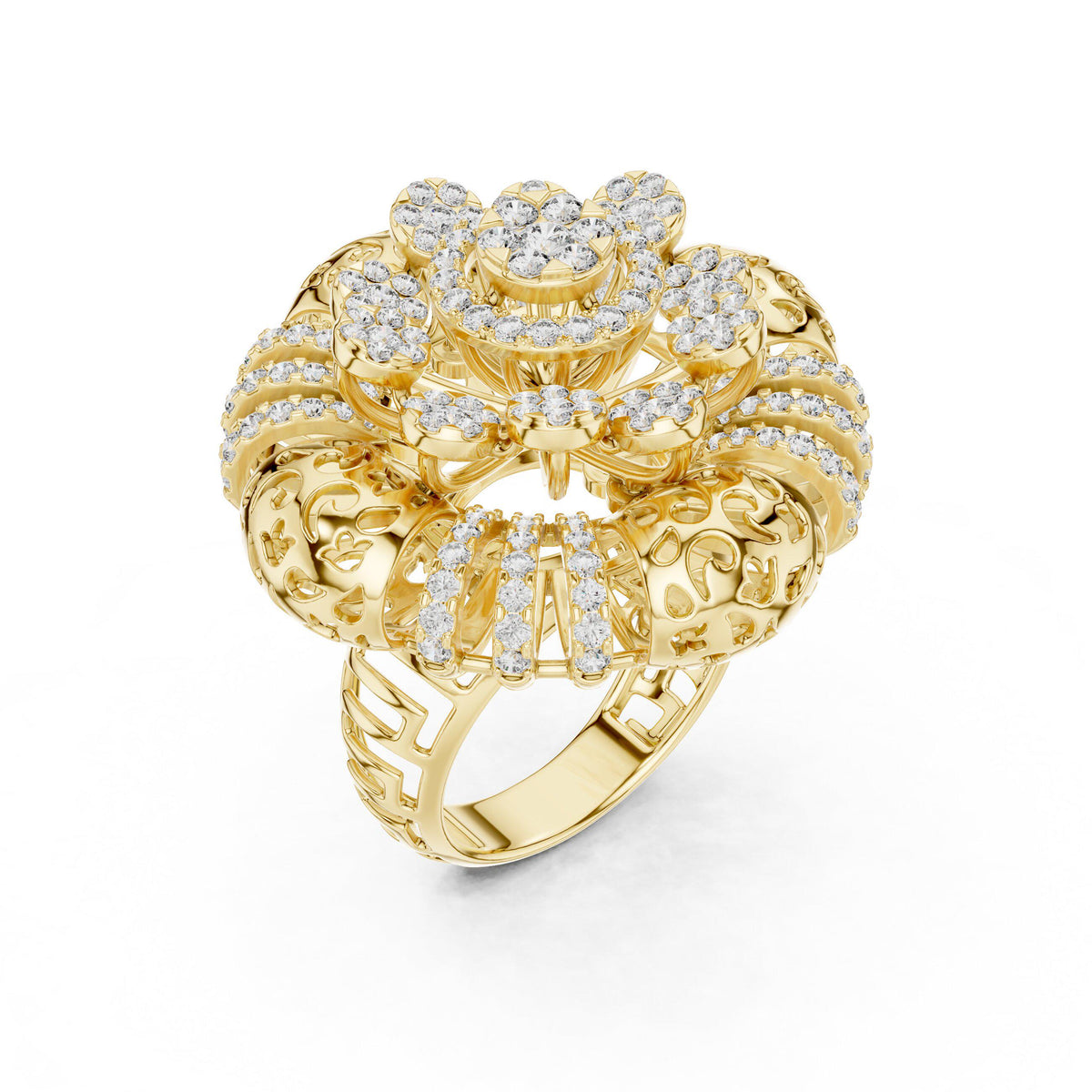 Moissanite Crown Cocktail Ring – 925 Sterling Silver, 18K Gold Vermeil