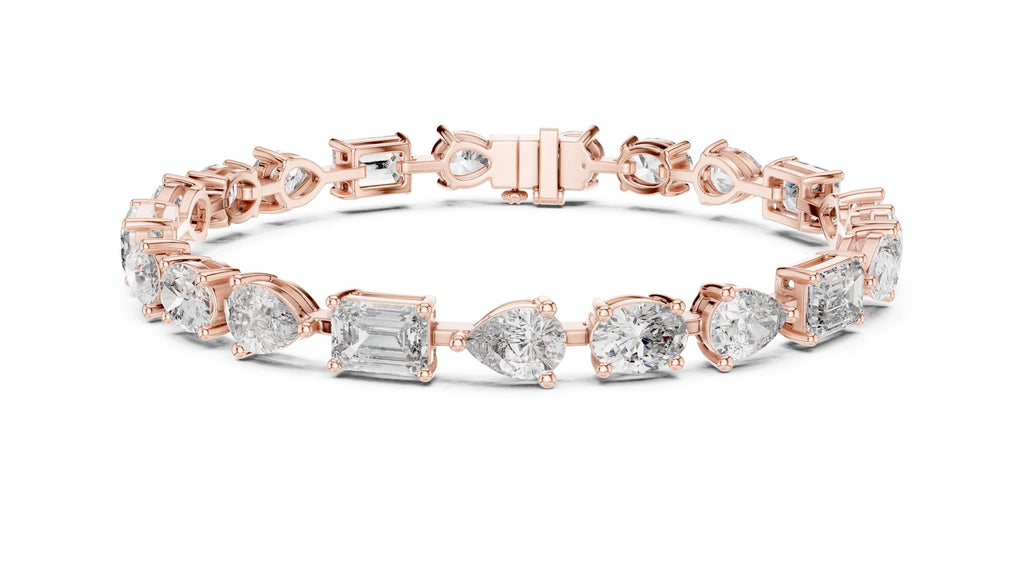 Emerald, Pear & Oval Moissanite Tennis Bracelet – 925 Sterling Silver, 18K Gold Vermeil