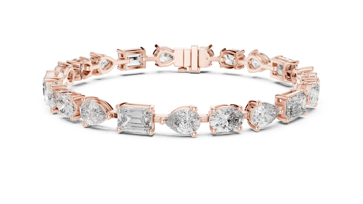 Emerald, Pear & Oval Moissanite Tennis Bracelet – 925 Sterling Silver, 18K Gold Vermeil