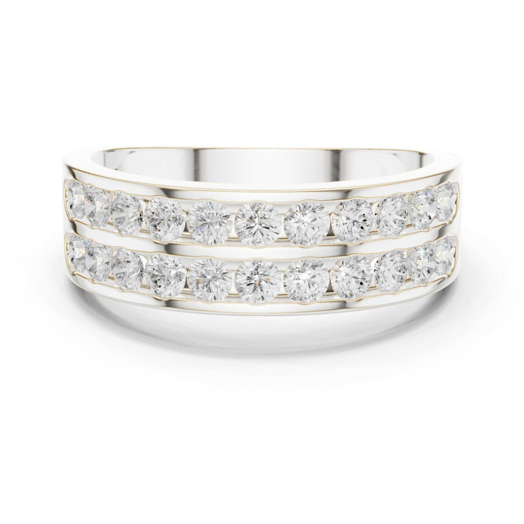 Men's Double-Row Channel-Set Moissanite Band – 925 Sterling Silver, 18K Gold Vermeil