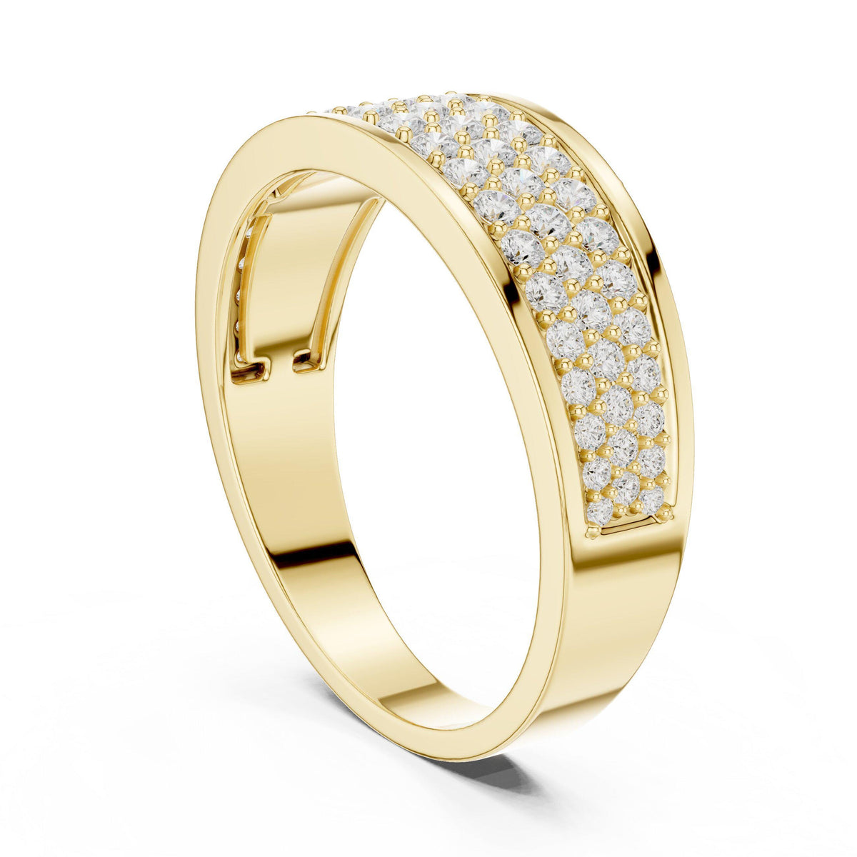 Men's Wide Domed Pavé Moissanite Band – 925 Sterling Silver, 18K Gold Vermeil