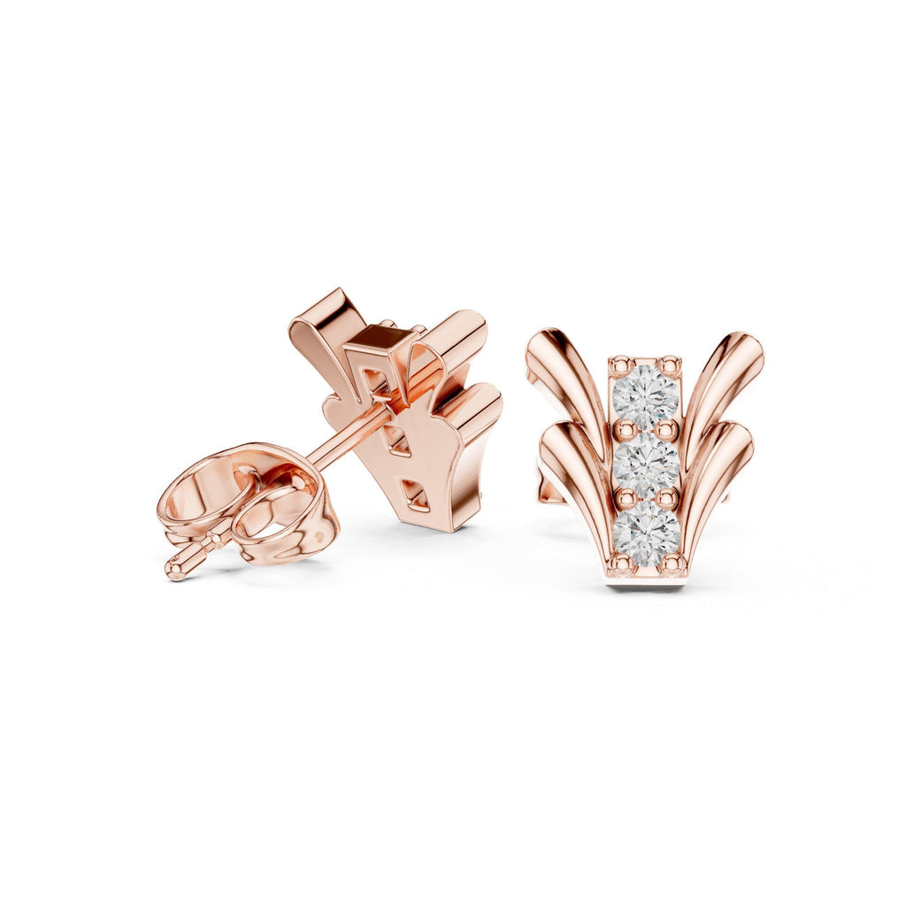 Moissanite Tulip Bar Stud Earrings – 925 Sterling Silver, 18K Gold Vermeil